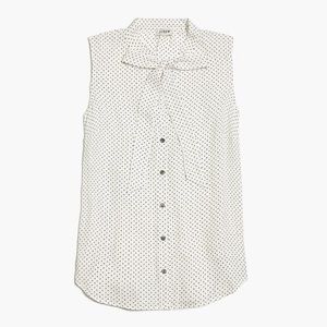 J. Crew Factory Drapey Printed Tie-neck Top NWT